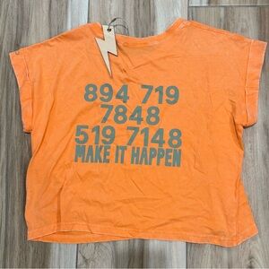 NWT MAP Cropped Tee-> POWER ON A TEE